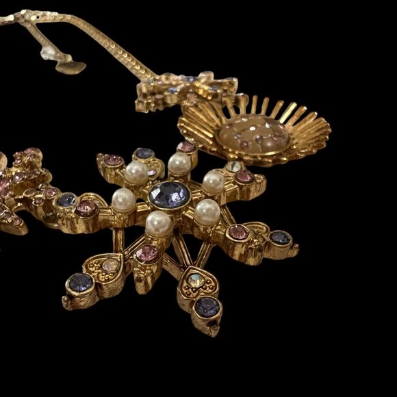 Betsey Johnson Gold Tone Winter Wonderland Holiday Rhinestone Statement … - Picture 5 of 15